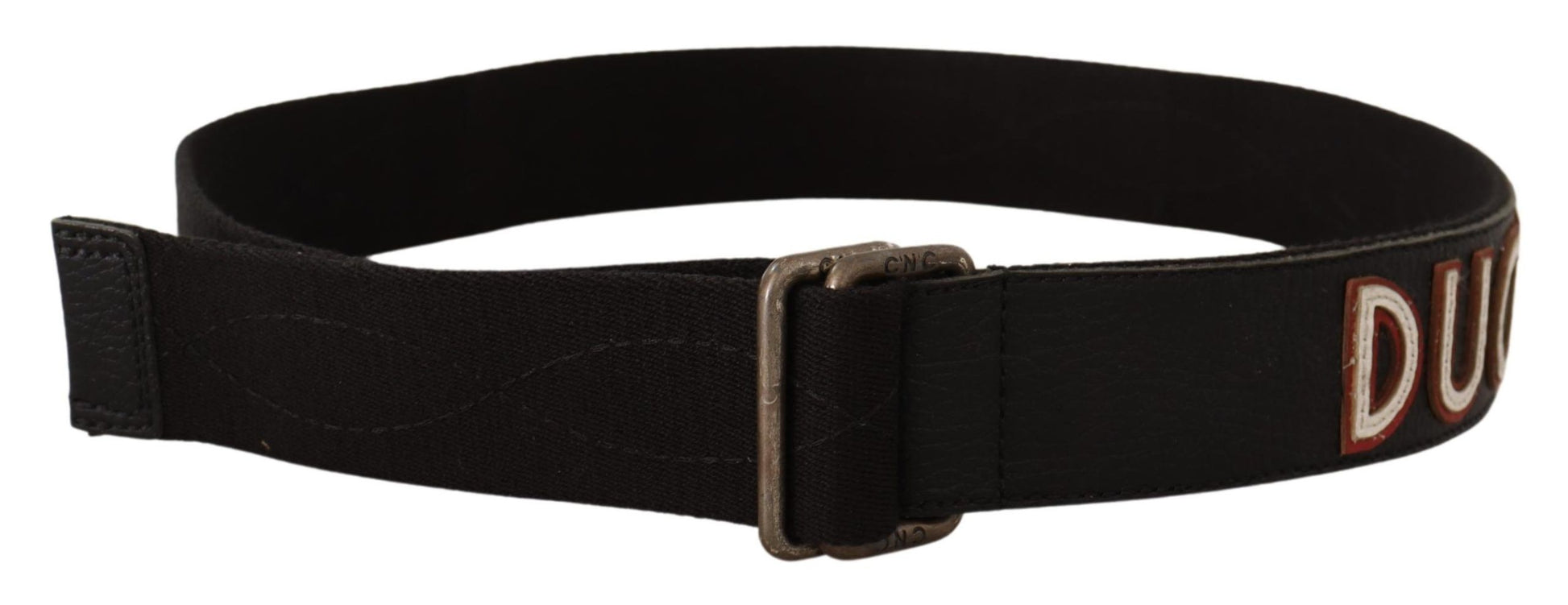 Costume National Black Cotton Ducati Metal Buckle Belt Costume National