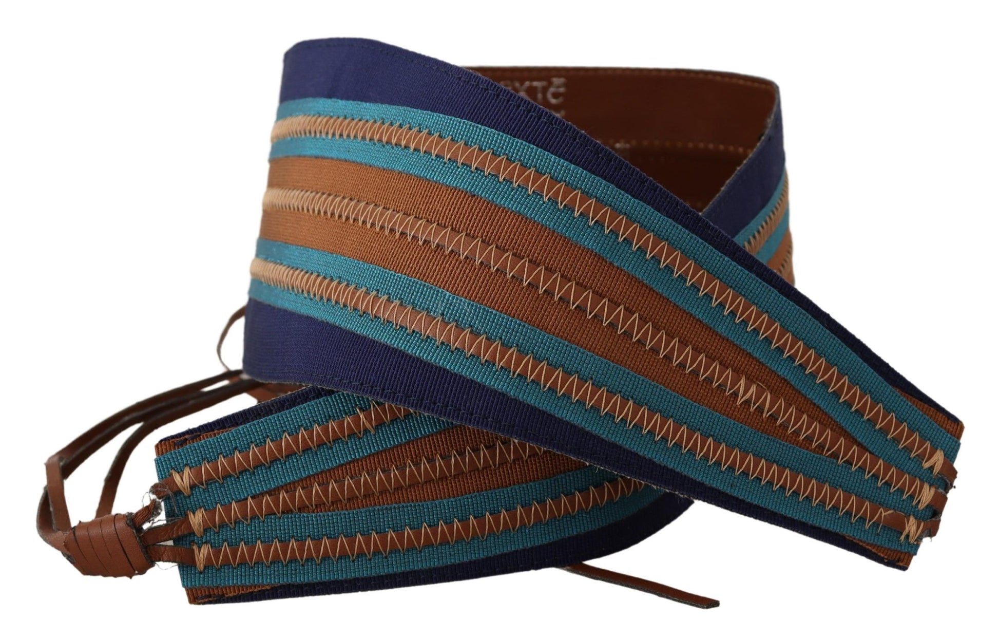 Exte Brown Leather Wide Waistband Tie Fastening Belt Exte