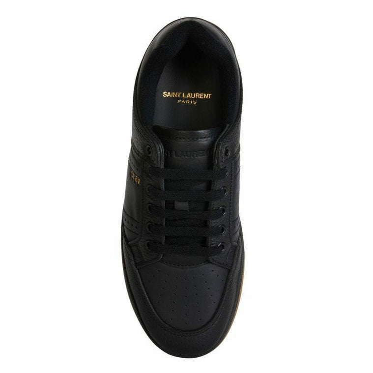 Saint Laurent Elegant Black Low-Top Leather Sneakers