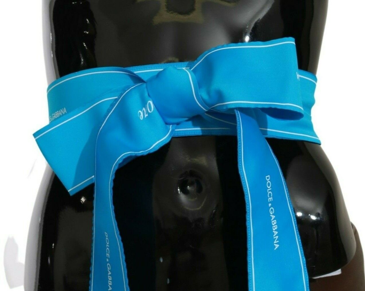 Dolce & Gabbana Blue Waist Ribbon Wide Bow Belt Dolce & Gabbana