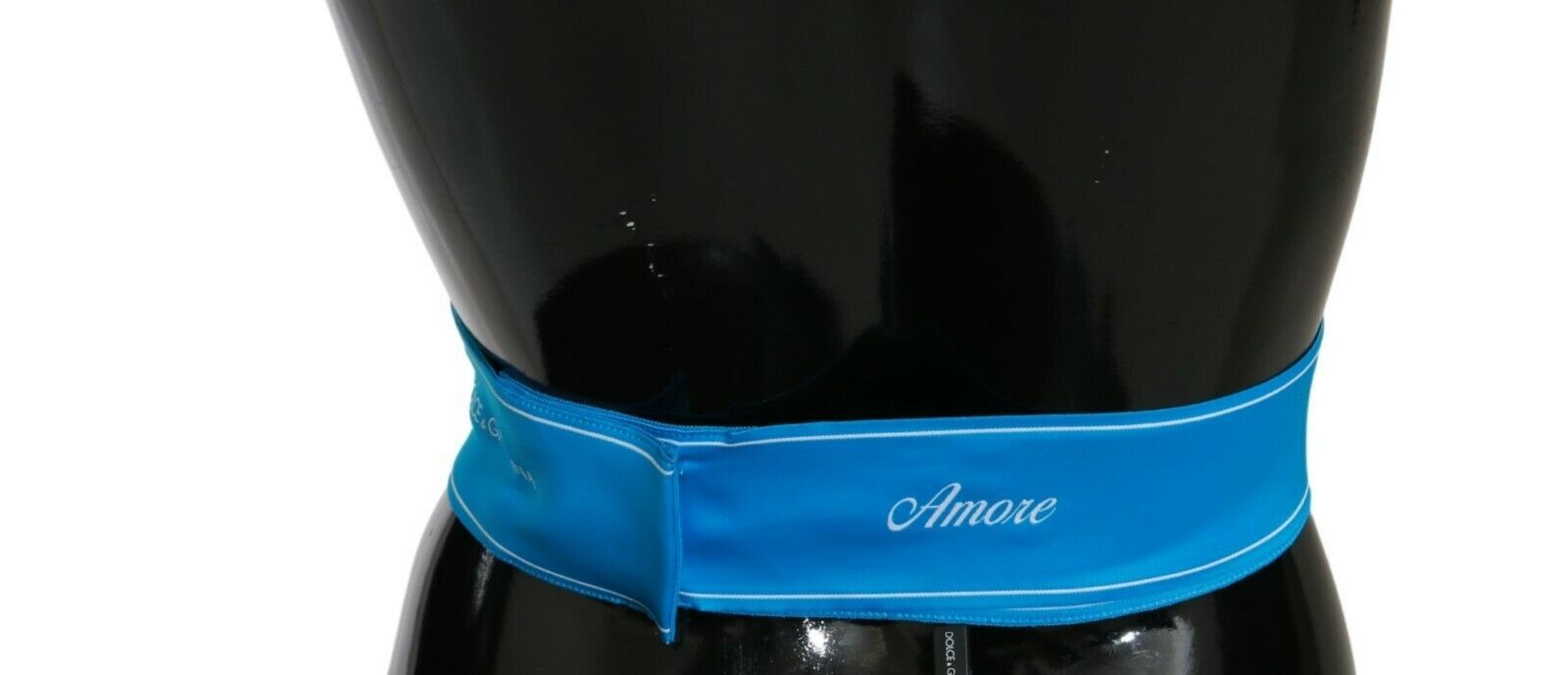 Dolce & Gabbana Blue Waist Ribbon Wide Bow Belt Dolce & Gabbana