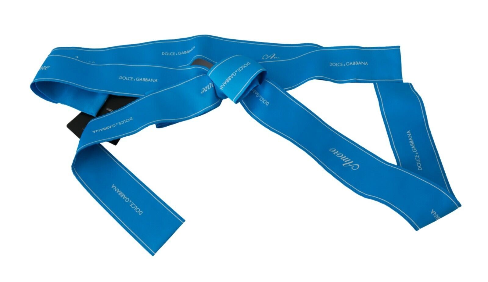Dolce & Gabbana Blue Waist Ribbon Wide Bow Belt Dolce & Gabbana