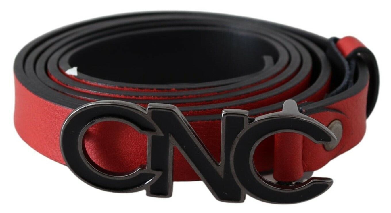 Costume National Red Reversible Leather Logo Belt Costume National