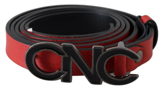 Costume National Red Reversible Leather Logo Belt Costume National