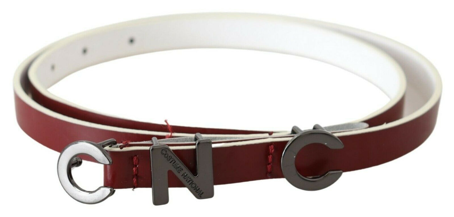 Costume National Maroon Leather Logo Skinny Fashion Costume National