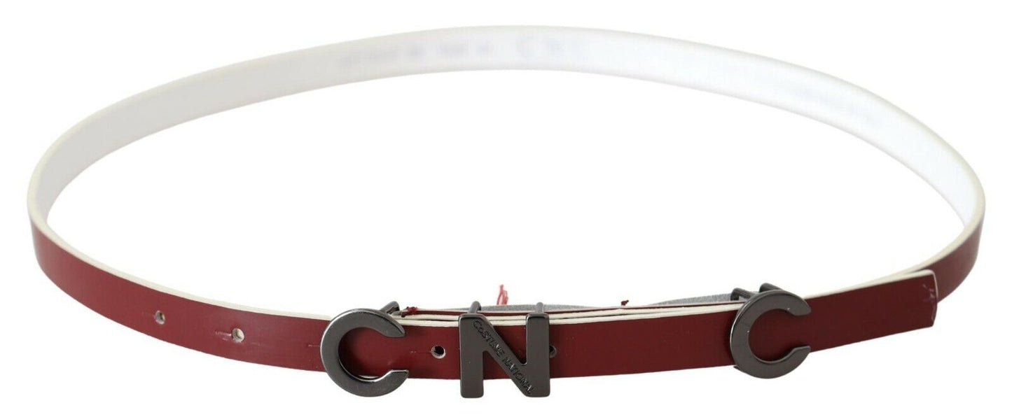 Costume National Maroon Leather Logo Skinny Fashion Costume National