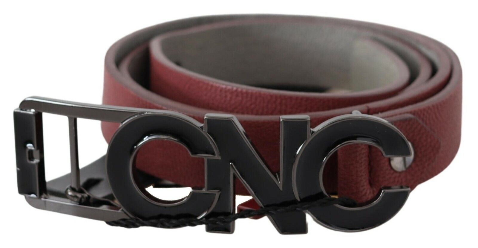 Costume National Maroon Skinny Leather Logo Fashion Belt Costume National