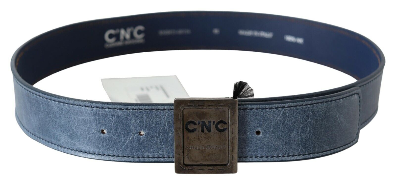 Costume National Blue Normal Leather Logo Buckle Belt Costume National