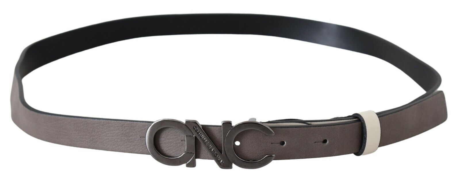 Costume National White Black Leather Letter Logo Buckle Belt Costume National