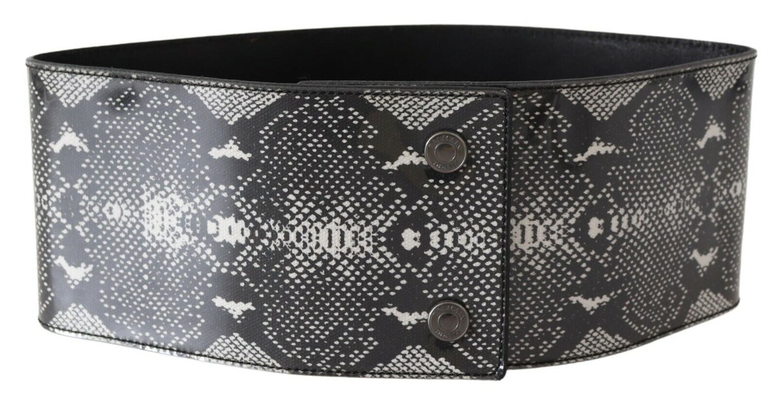 Ermanno Scervino Black Wide Leather Snakeskin Design Waist Belt Ermanno Scervino