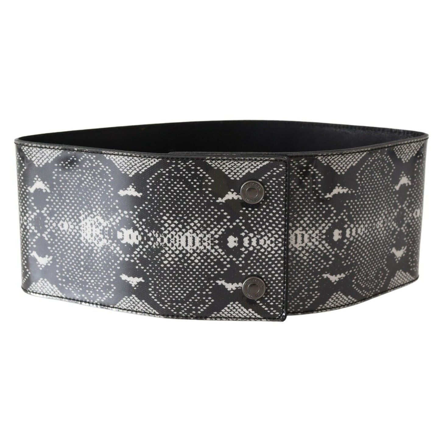Ermanno Scervino Black Wide Leather Snakeskin Design Waist Belt