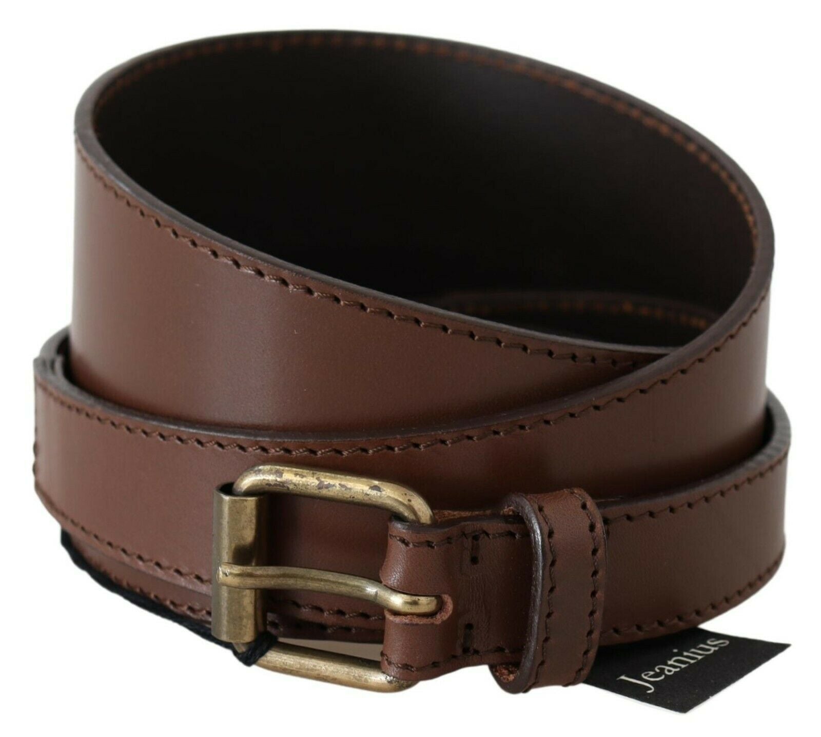 PLEIN SUD Brown Genuine Leather Rustic Metal Buckle Belt PLEIN SUD