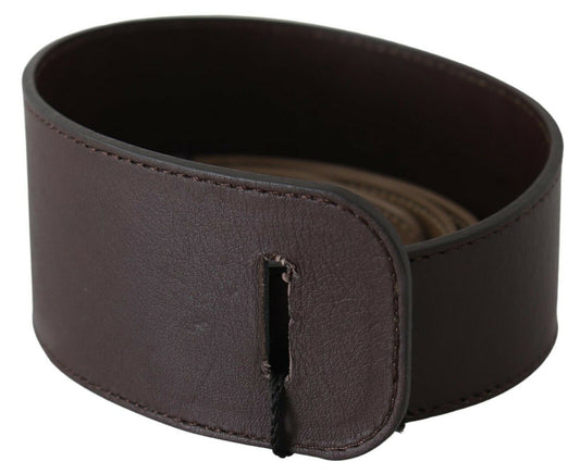 GF Ferre Brown Genuine Leather Logo Wide Waist Belt GF Ferre