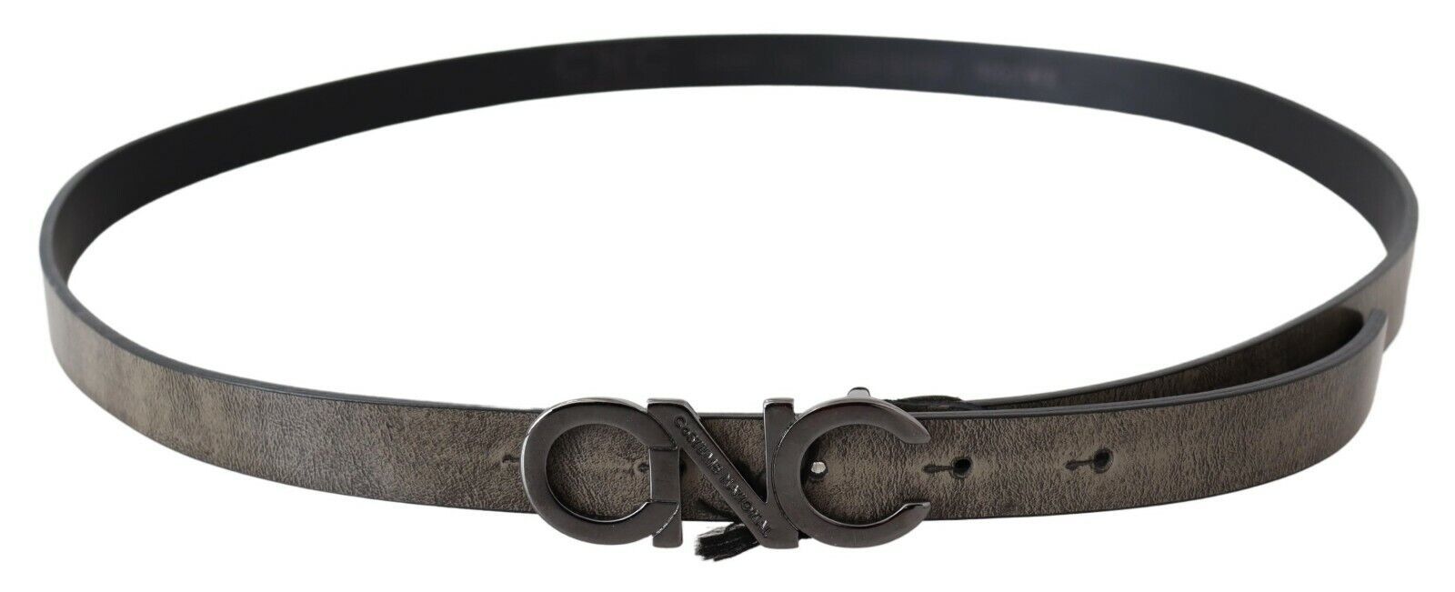 Costume National Dark Brown Leather Letter Logo Buckle Belt Costume National