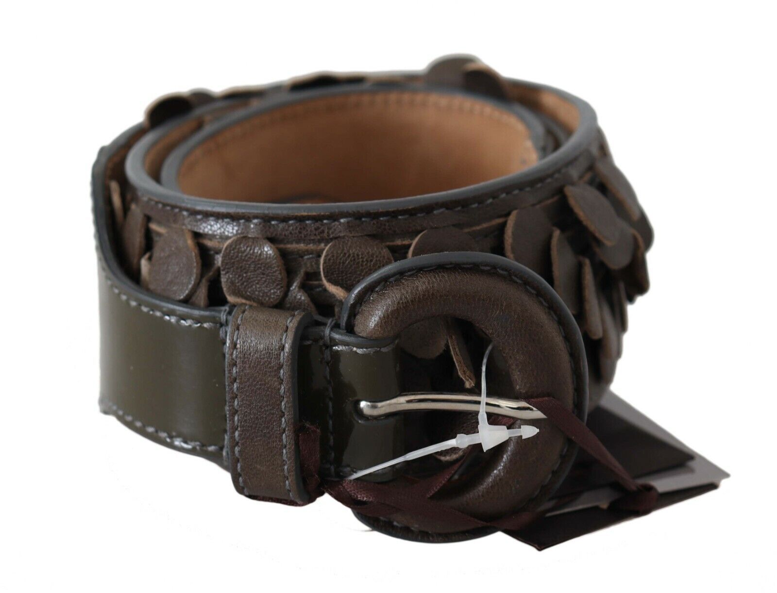 Ermanno Scervino Dark Brown Leather Round Buckle Waist Belt Ermanno Scervino