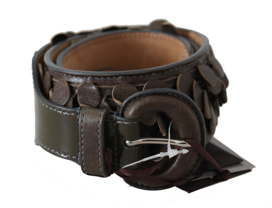 Ermanno Scervino Dark Brown Leather Round Buckle Waist Belt Ermanno Scervino