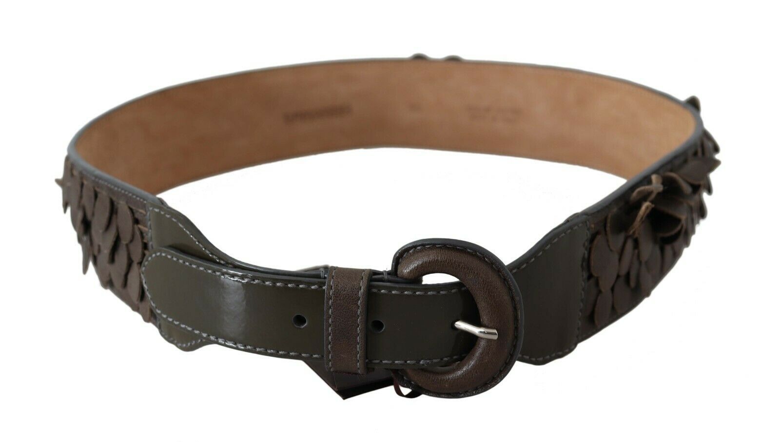Ermanno Scervino Dark Brown Leather Round Buckle Waist Belt Ermanno Scervino