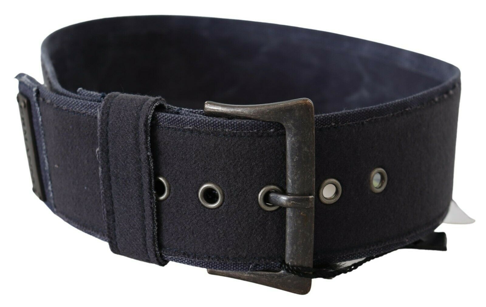 Ermanno Scervino Black Navy Blue Wide Square Rustic Buckle Belt Ermanno Scervino