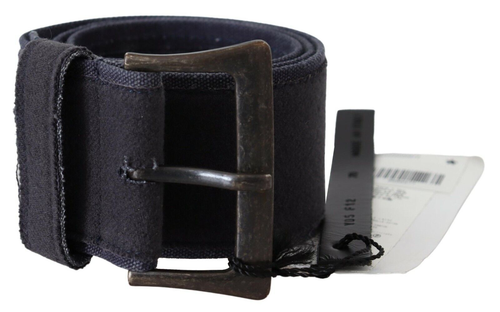 Ermanno Scervino Black Navy Blue Wide Square Rustic Buckle Belt Ermanno Scervino