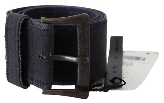 Ermanno Scervino Black Navy Blue Wide Square Rustic Buckle Belt Ermanno Scervino