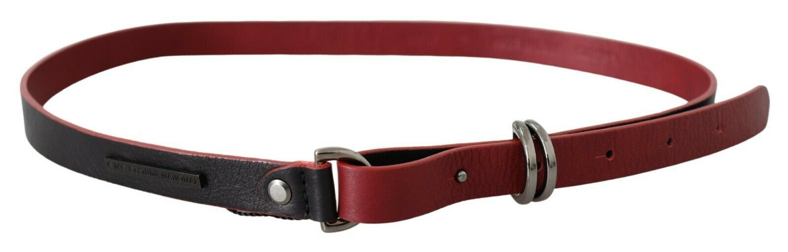 Costume National Black Red Skinny Leather Logo Belt Costume National