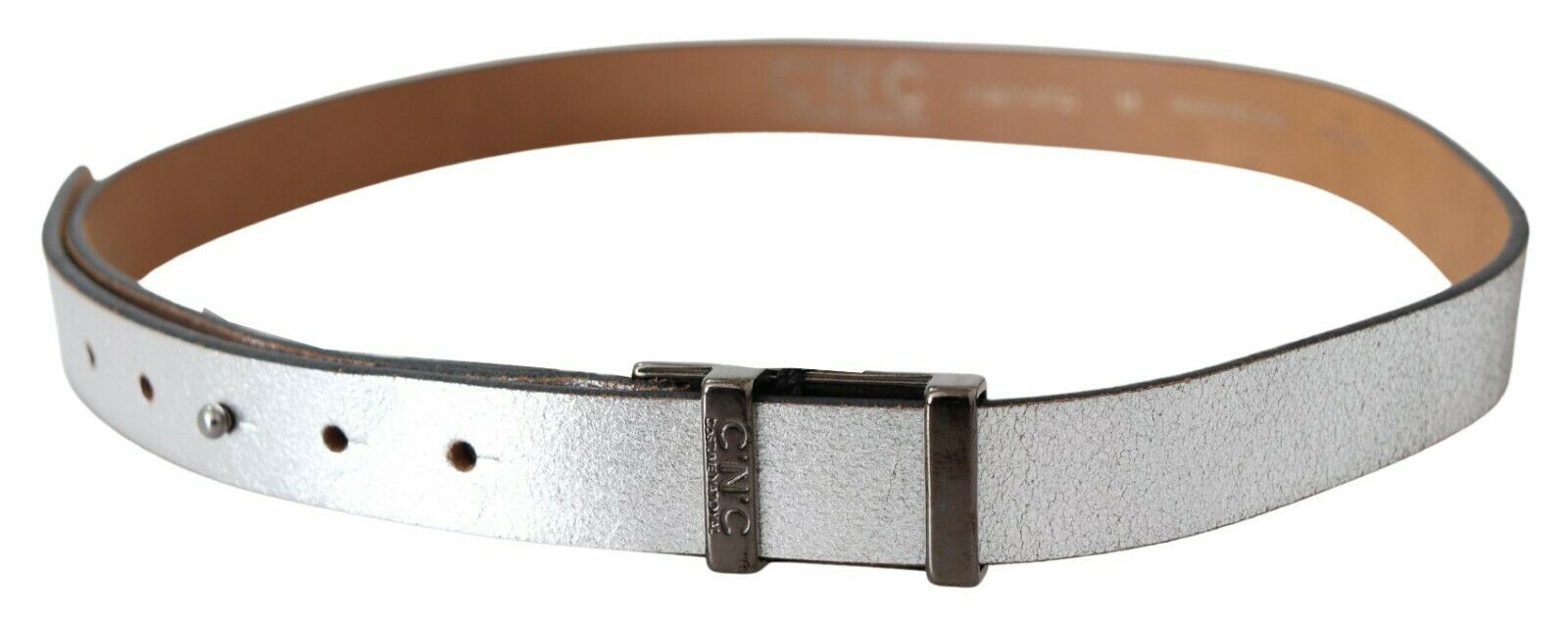 Costume National Brown Metallic Silver Leather Belt Costume National