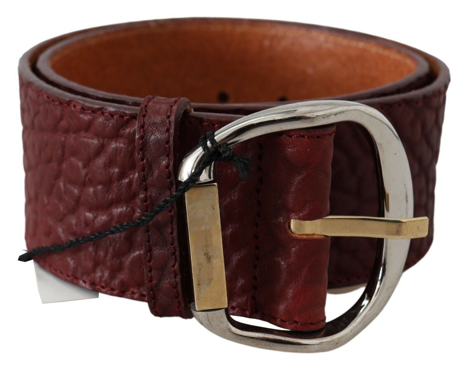 GF Ferre Bordeaux Wide Leather Waist Gold Silver Belt GF Ferre