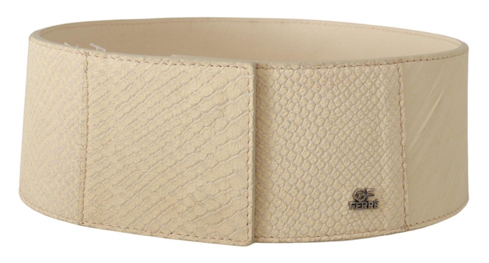 GF Ferre White Waxed Cotton Wide Fashion Belt GF Ferre