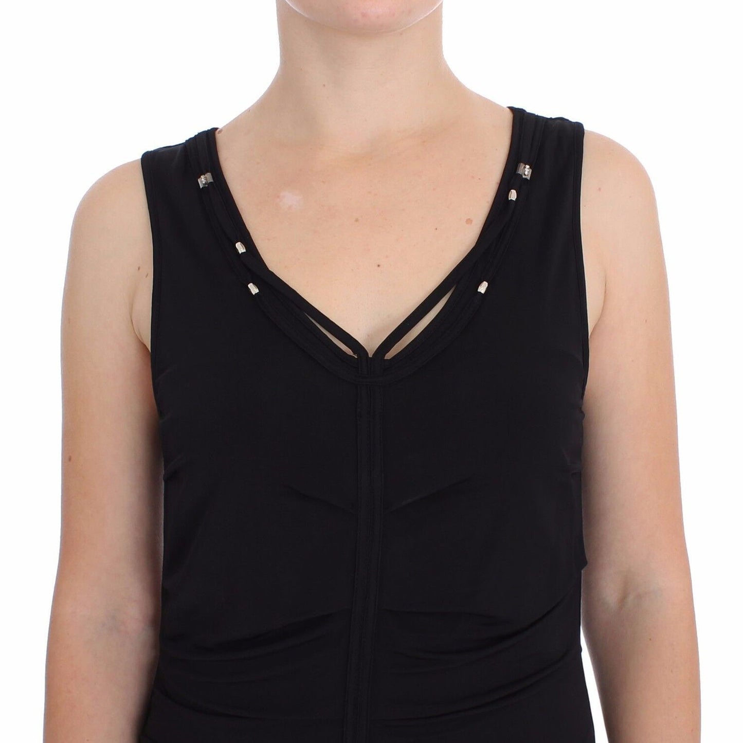 Roccobarocco Black Stretch Wiggle Pencil Sheath Bodycon Dress