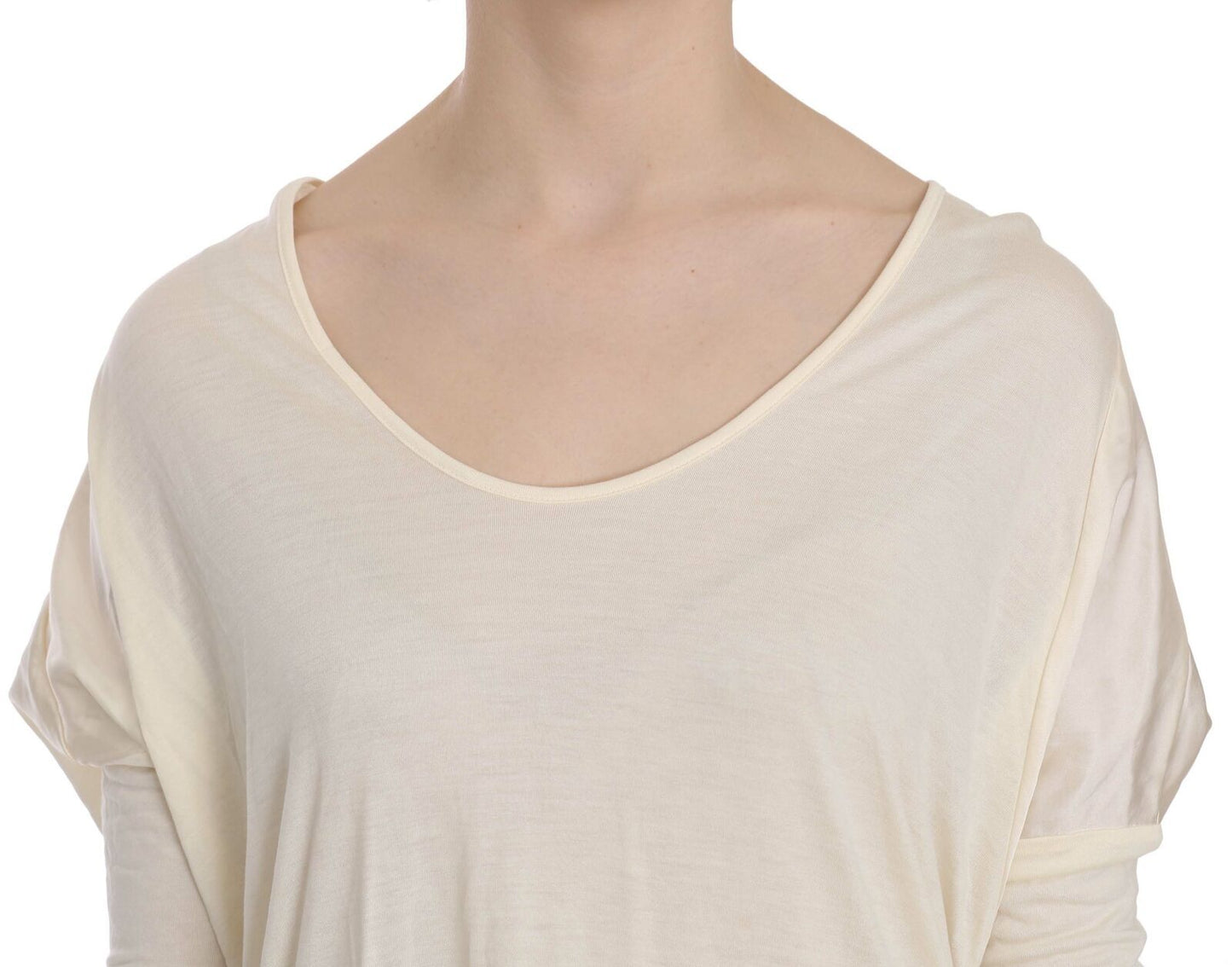 Costume National Cream Round Neck Knee Length Dress Costume National