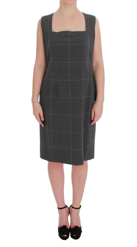 BENCIVENGA Gray Checkered Cotton Blazer Dress Set Suit BENCIVENGA