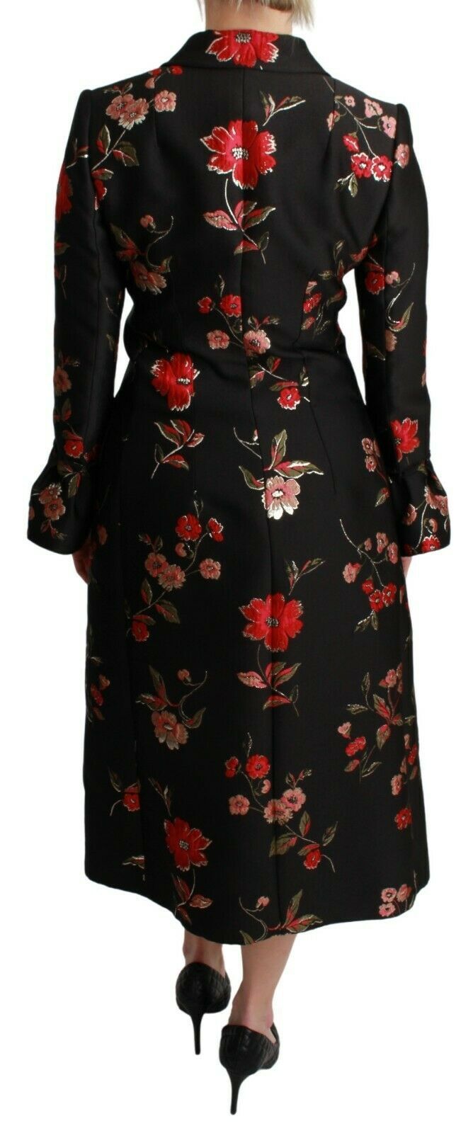 Dolce & Gabbana Black Floral Embroidered Jacket Coat Dolce & Gabbana