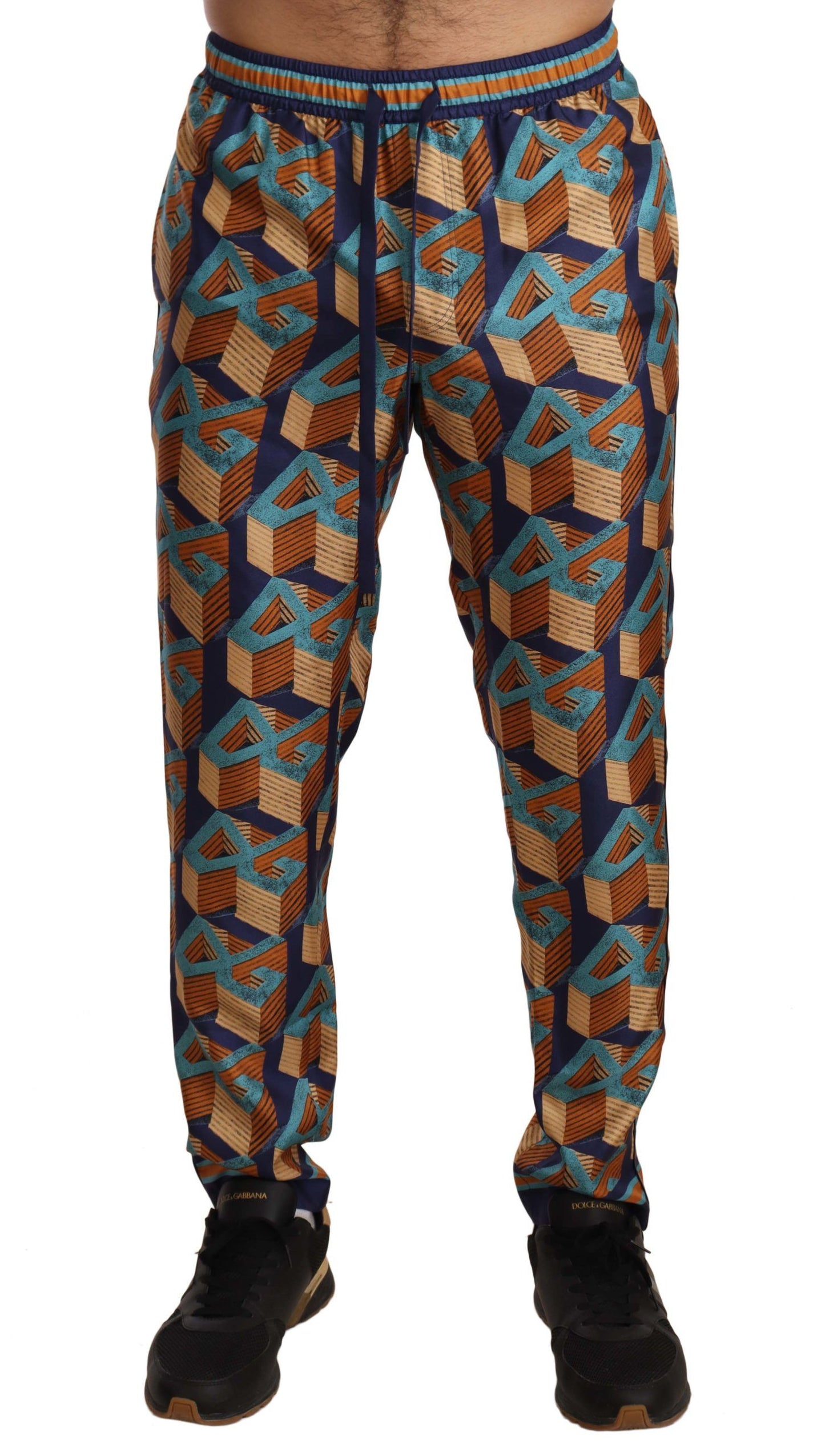 Dolce & Gabbana Multicolor Patterned Joggers Silk Pants Dolce & Gabbana