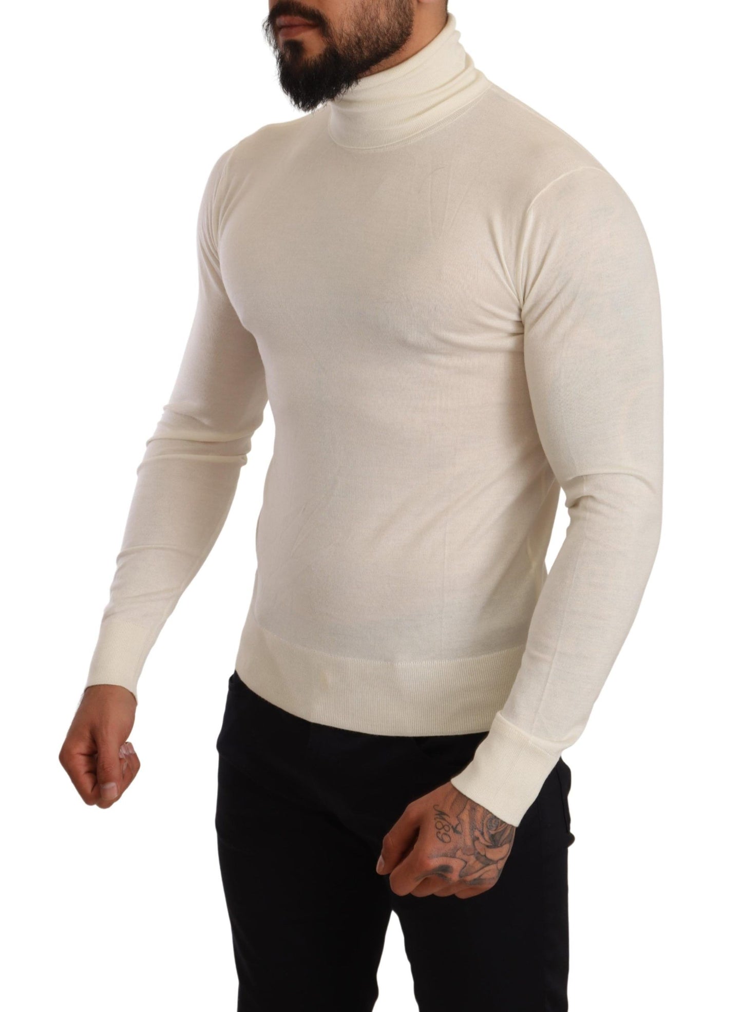 Dolce & Gabbana Cream Cashmere Turtleneck Pullover Sweater Dolce & Gabbana