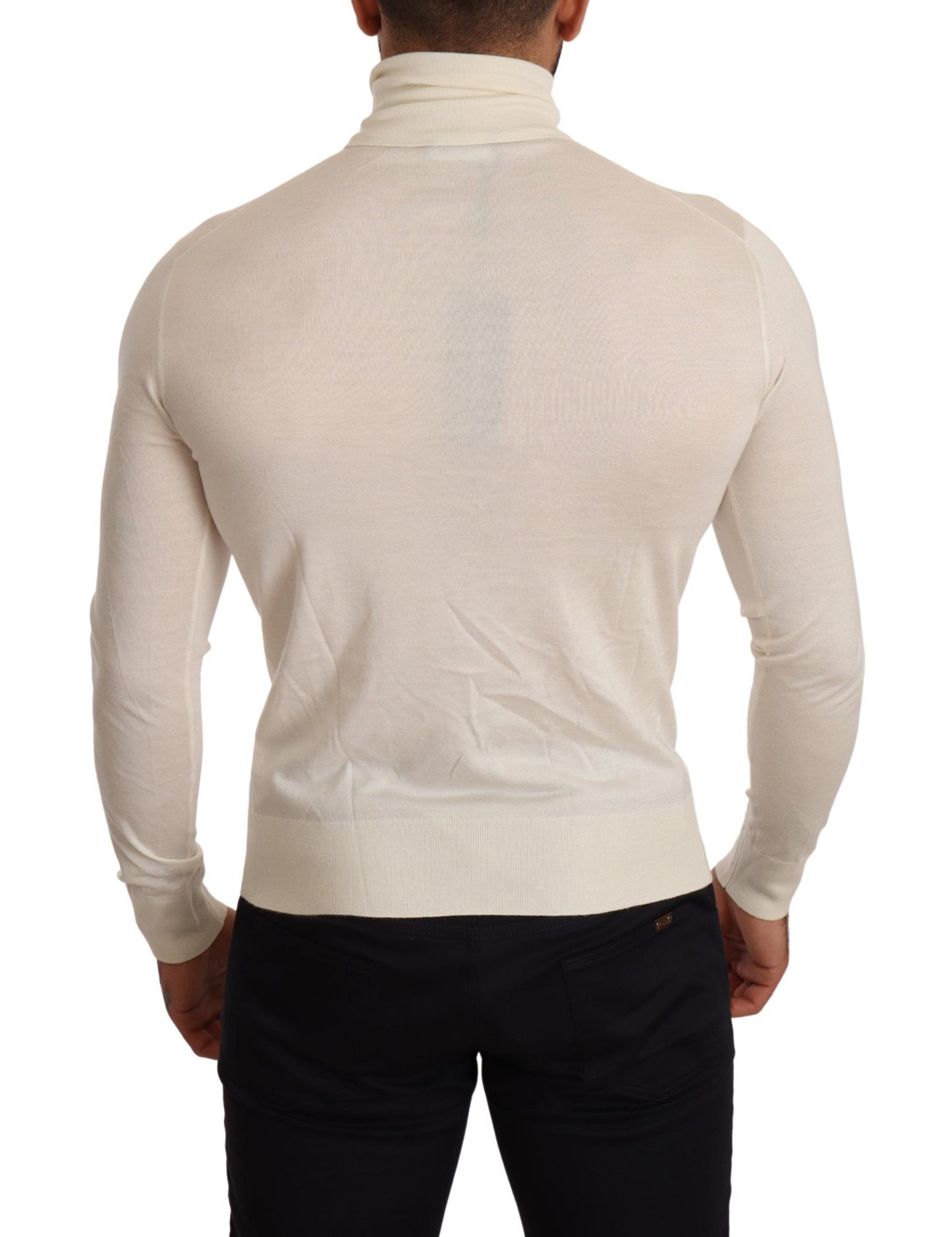 Dolce & Gabbana Cream Cashmere Turtleneck Pullover Sweater Dolce & Gabbana
