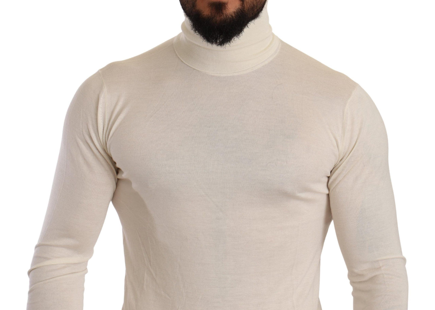 Dolce & Gabbana Cream Cashmere Turtleneck Pullover Sweater Dolce & Gabbana