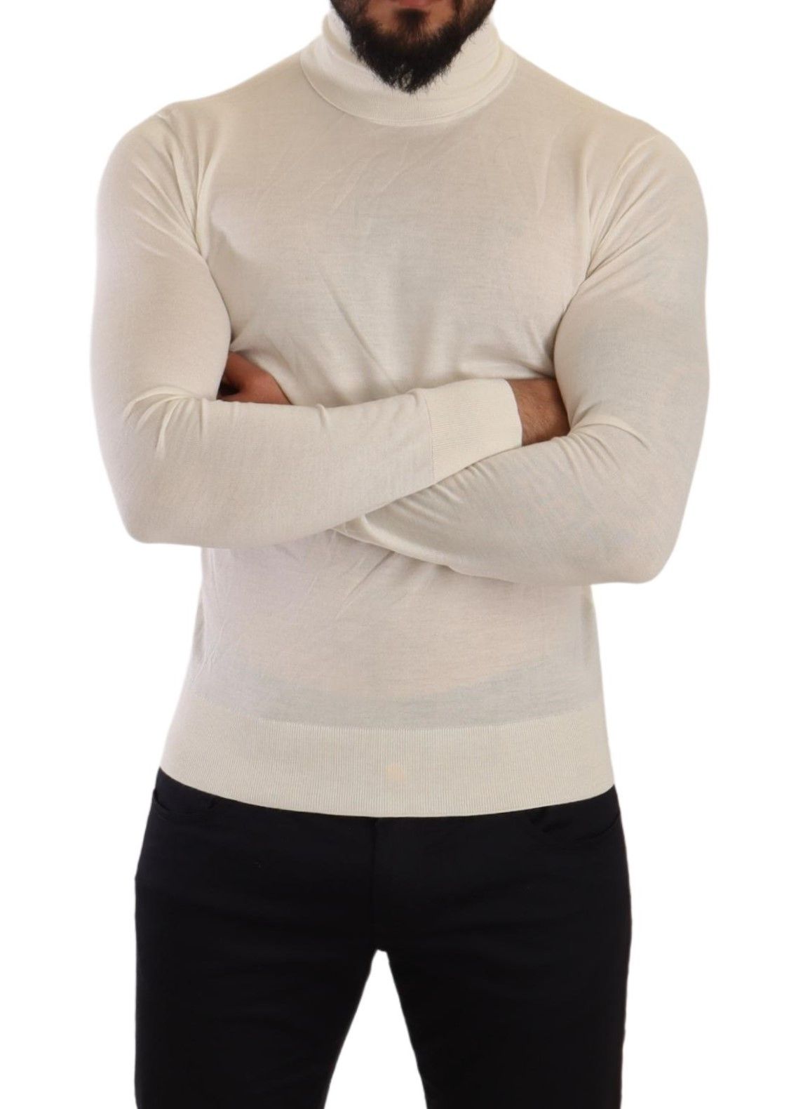 Dolce & Gabbana Cream Cashmere Turtleneck Pullover Sweater Dolce & Gabbana