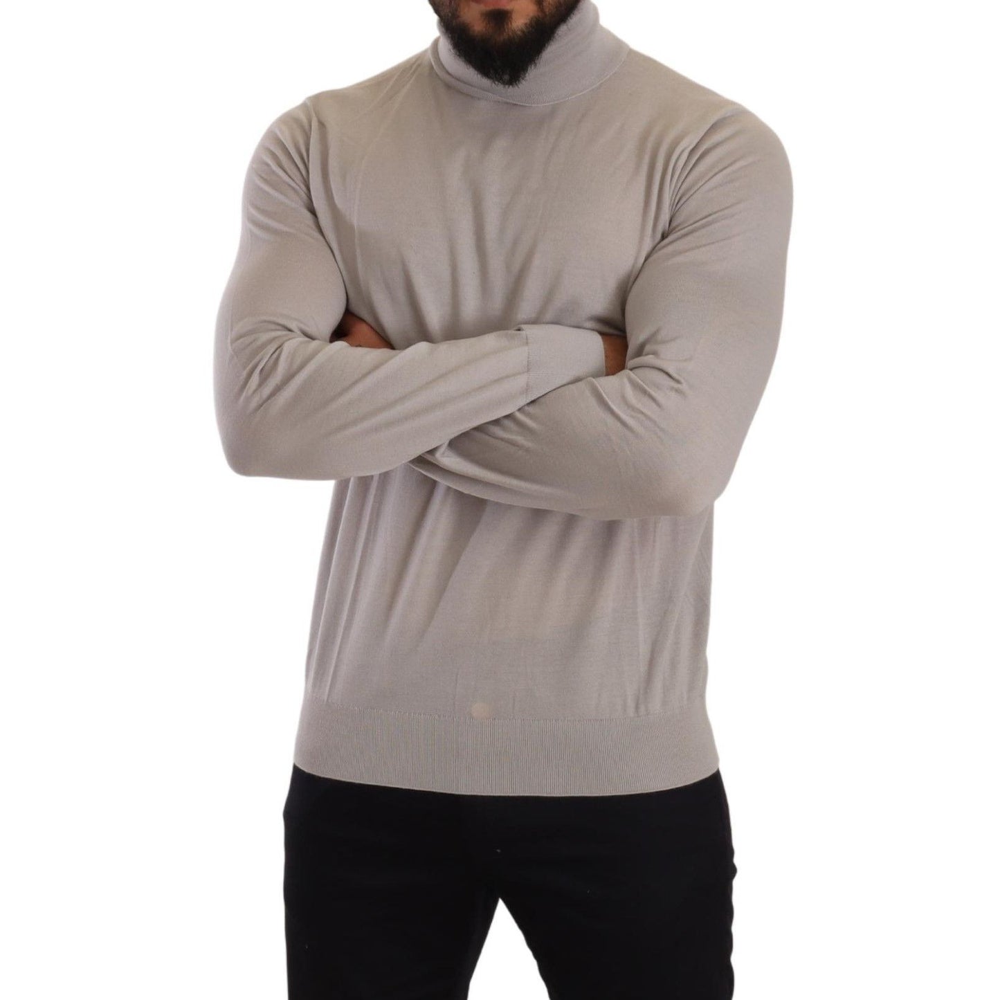Dolce & Gabbana Gray Cashmere Turtleneck Pullover Sweater Dolce & Gabbana