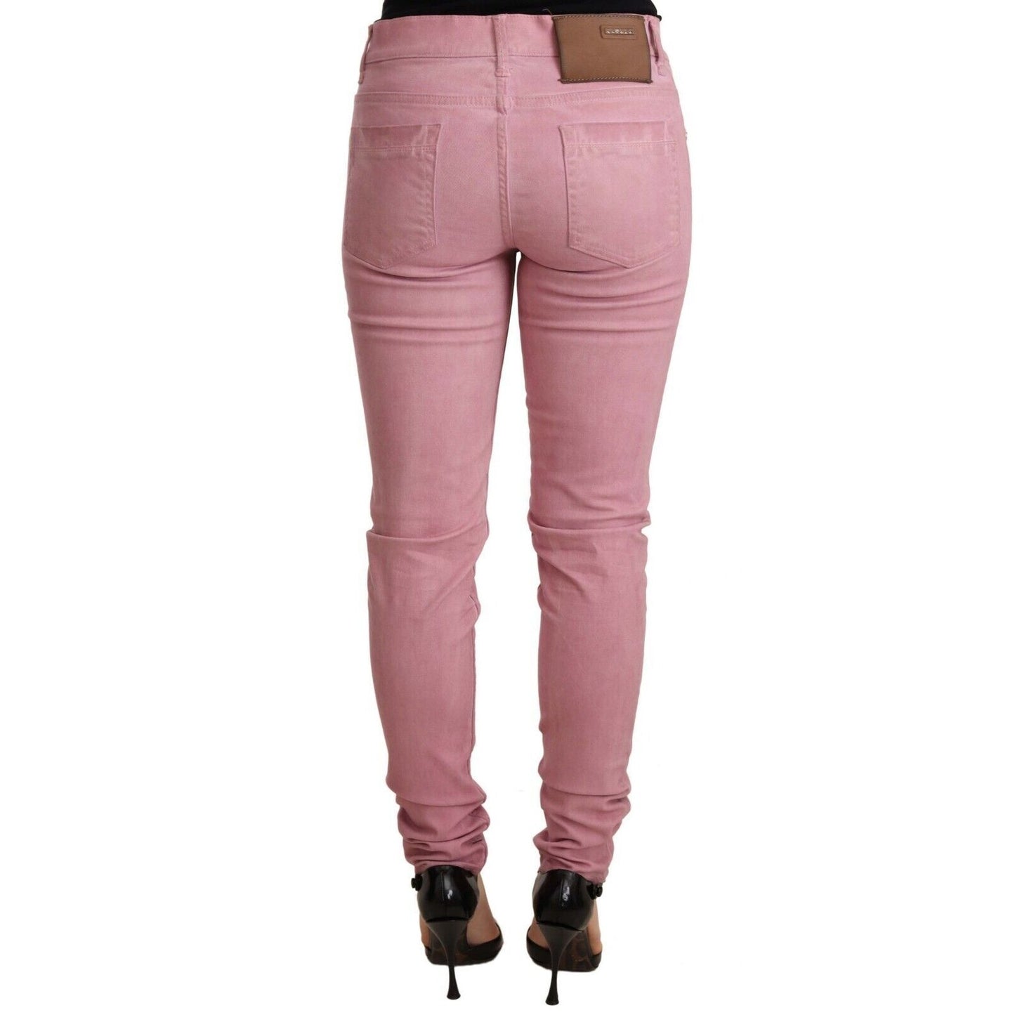 Acht Pink Cotton Slim Fit Women Denim Skinny Pants