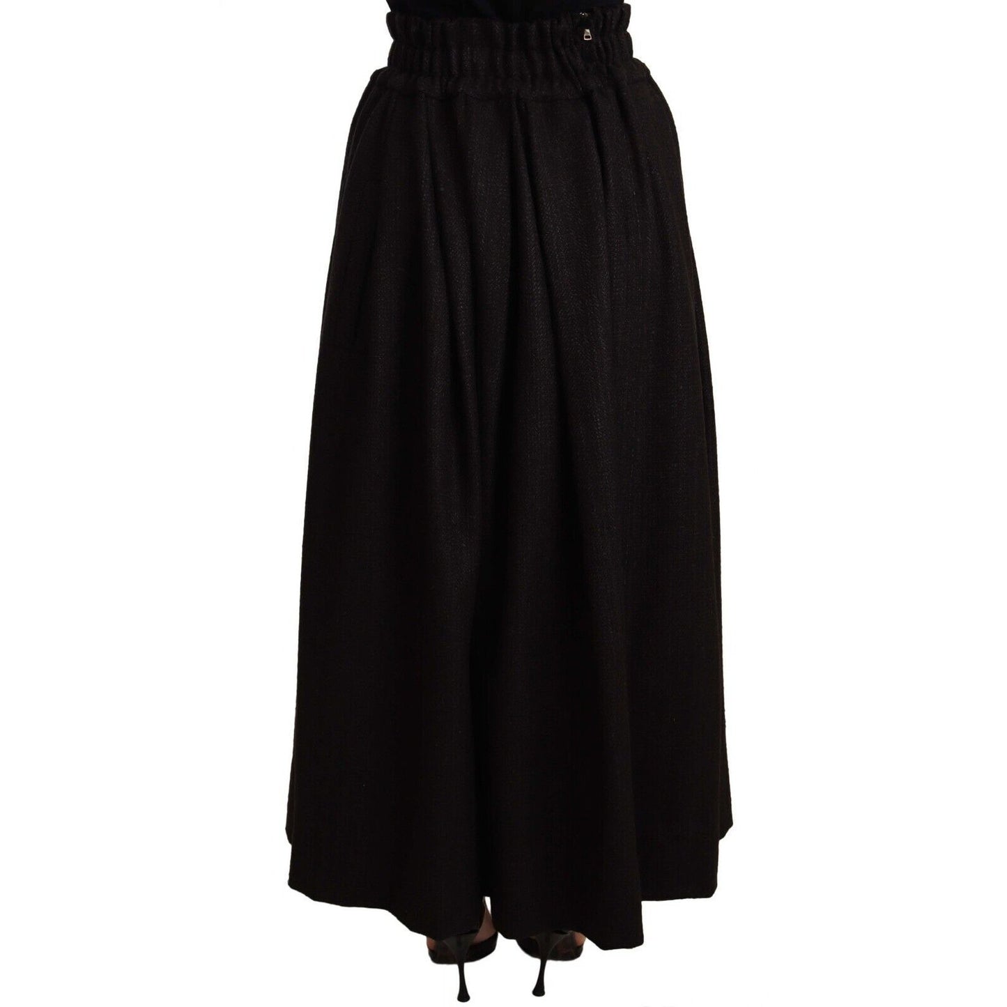 Dolce & Gabbana Black Wool High Waist Maxi PIECE Skirt