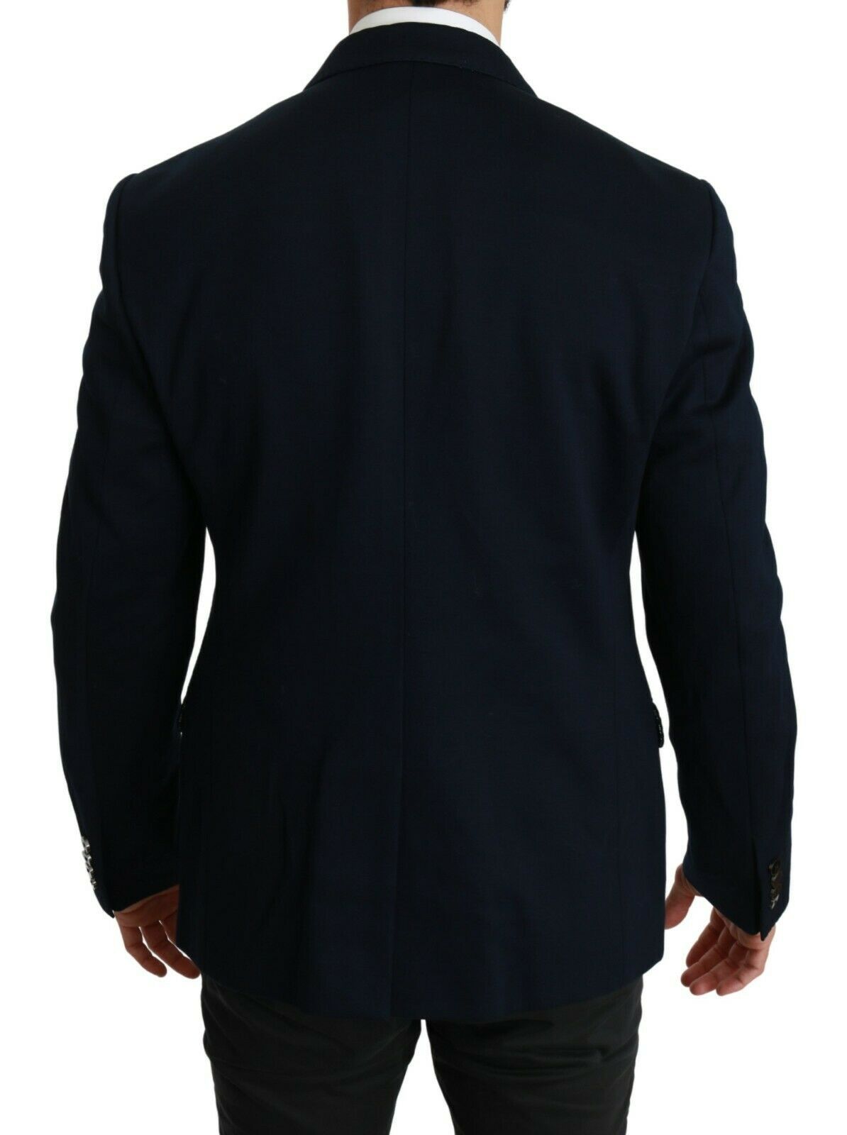 Dolce & Gabbana Blue Solid Cotton Silk Stretch Jacket Blazer Dolce & Gabbana