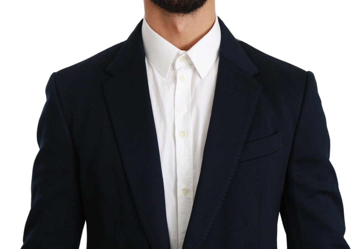 Dolce & Gabbana Blue Solid Cotton Silk Stretch Jacket Blazer Dolce & Gabbana