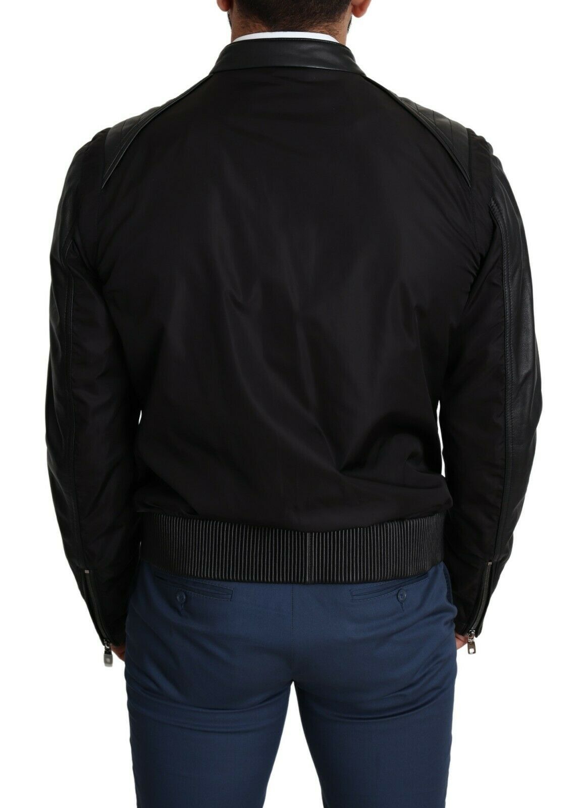 Dolce & Gabbana Black Nylon Full Zip Men Bomber Coat Jacket Dolce & Gabbana