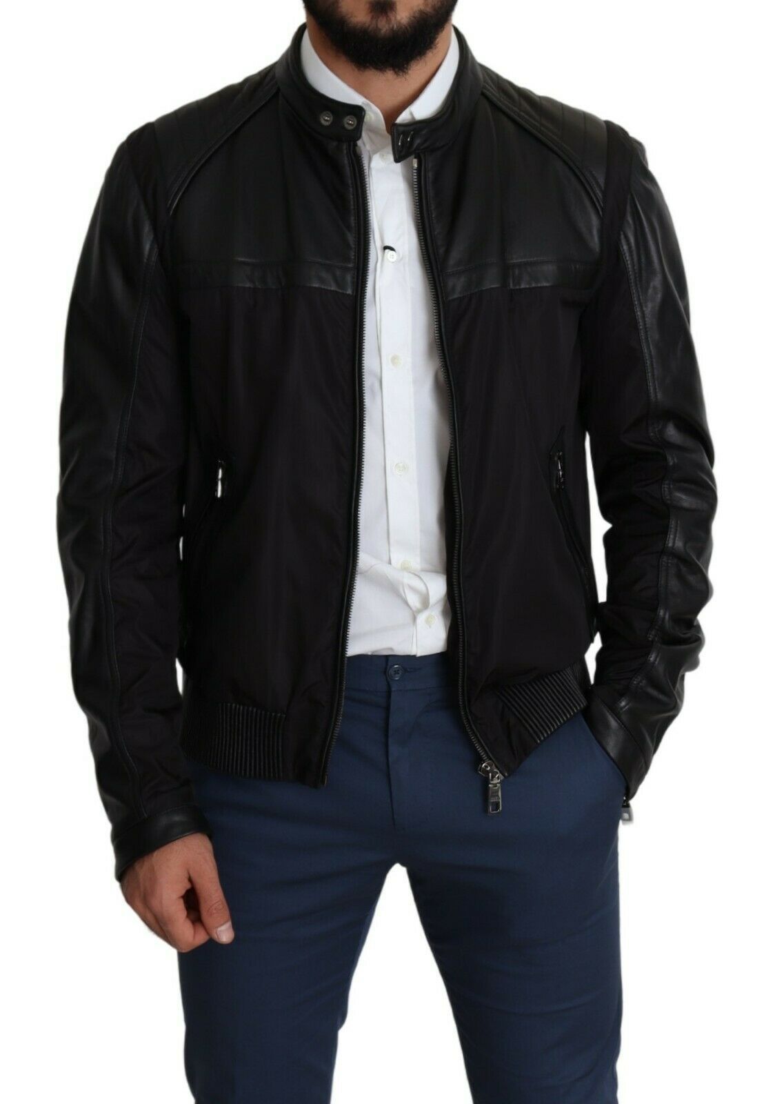 Dolce & Gabbana Black Nylon Full Zip Men Bomber Coat Jacket Dolce & Gabbana
