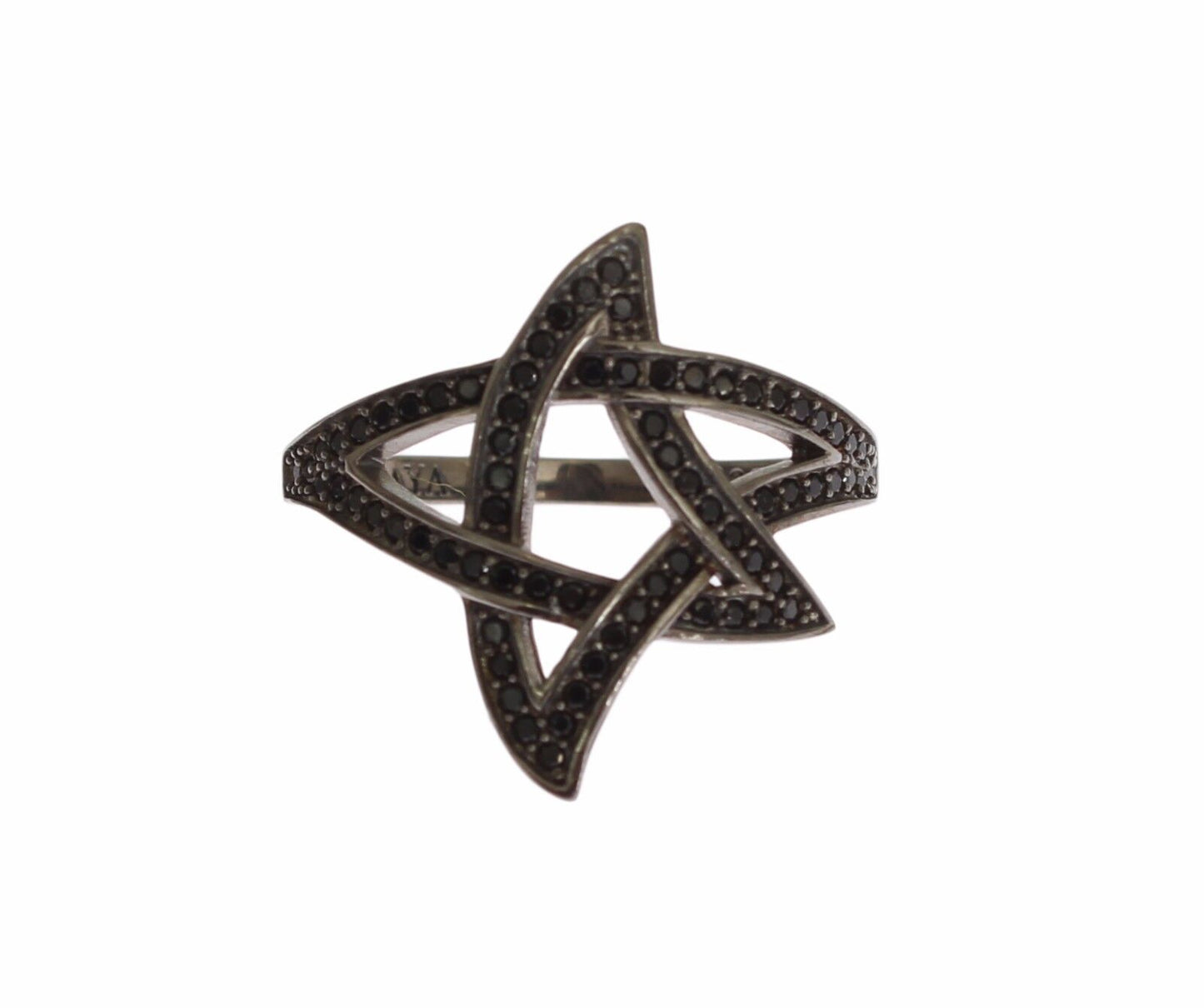 Nialaya Black CZ Rhodium 925 Silver Womens Ring Nialaya