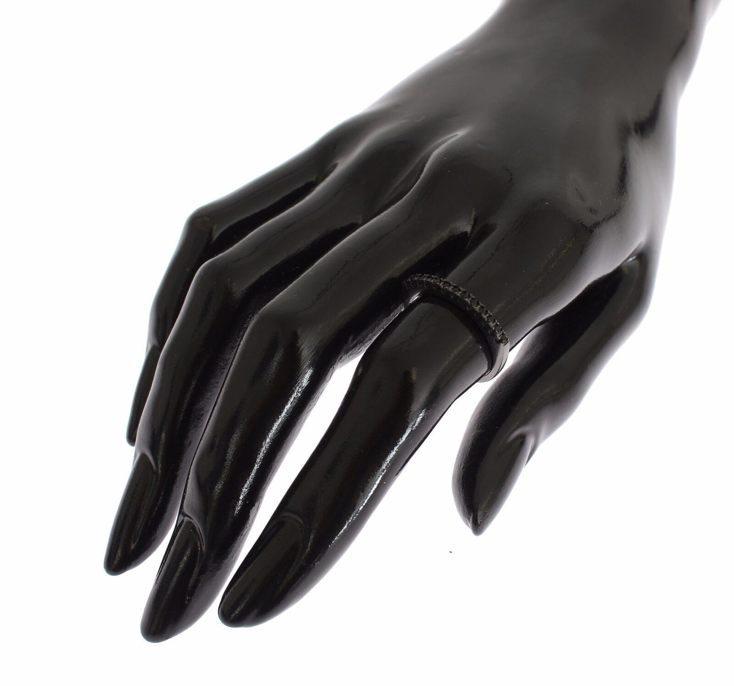 Nialaya Black CZ Rhodium 925 Silver Womens Ring Nialaya