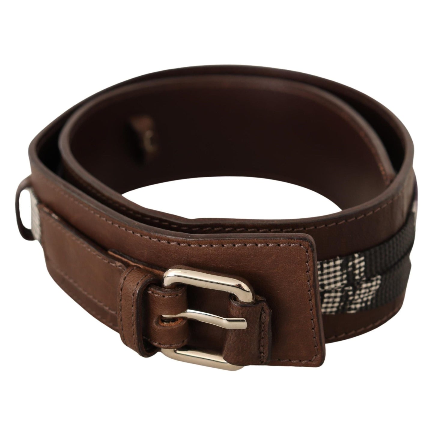 Costume National Brown Leather Silver Buckle Belt