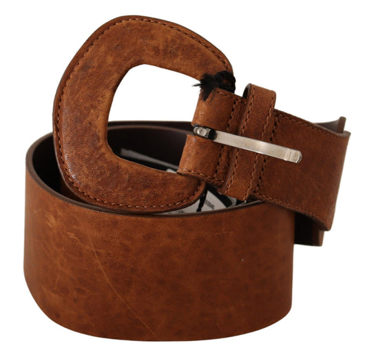 Costume National Brown Leather Fashion Waist Buckle Belt Costume National