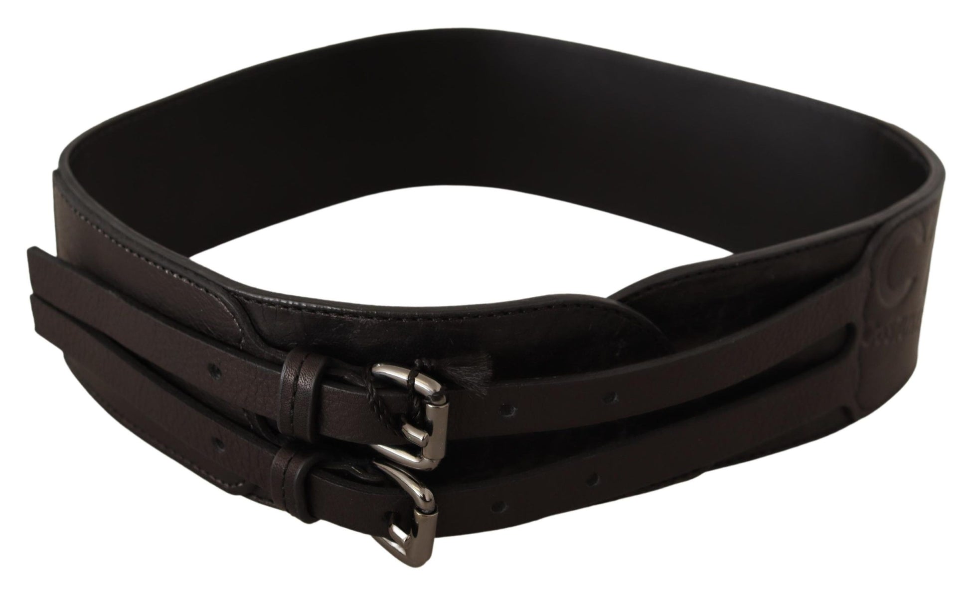 Costume National Dark Brown Leather Double Buckle Belt Costume National