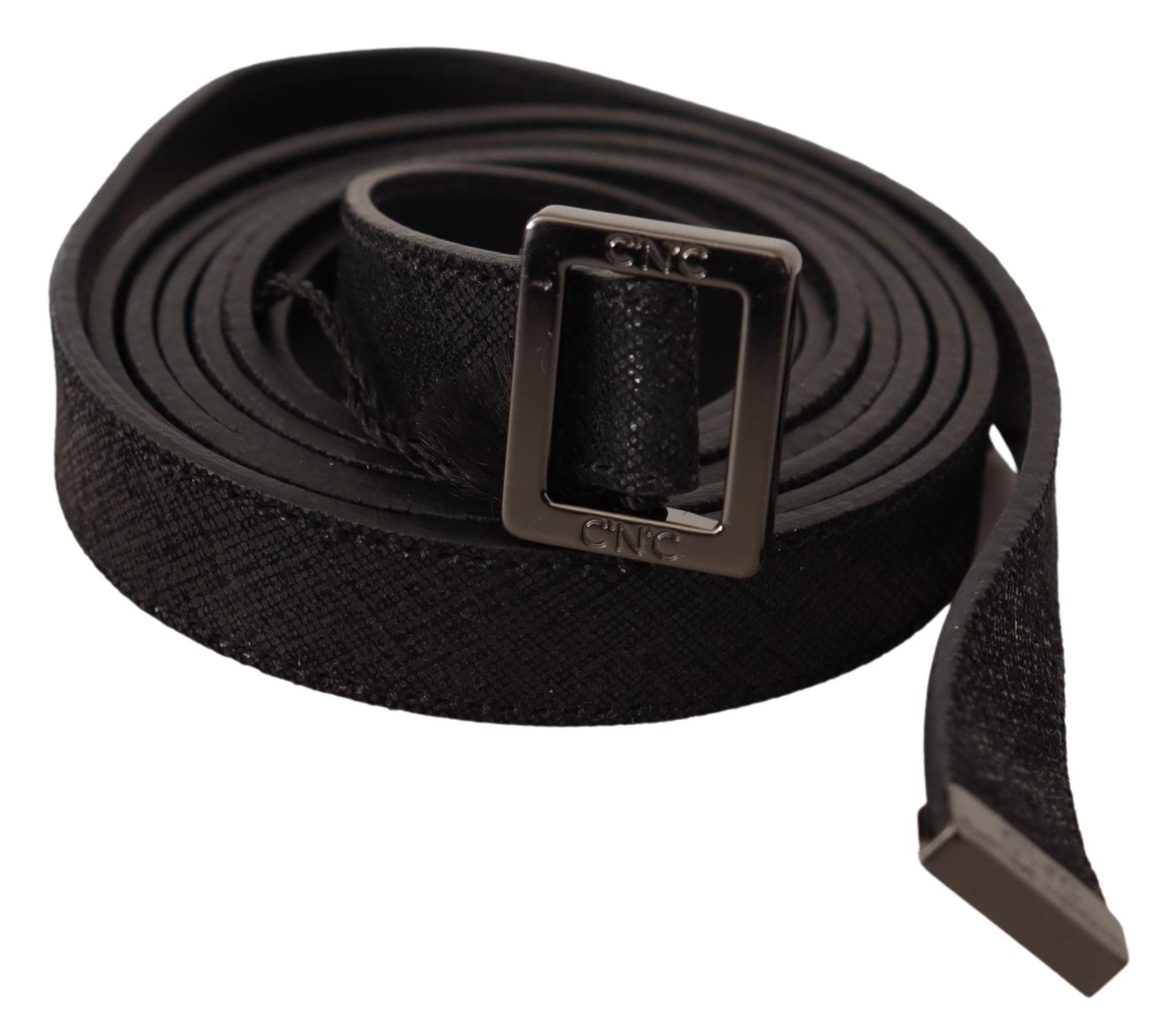 Costume National Black Leather Metal Buckle Waist Belt Costume National